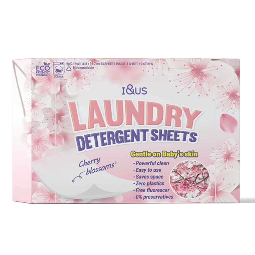 I&US Ultra Concentrated All-in-One Laundry Detergent Sheets Cherry Blossom Fragrance 25 Sheets Eco-Friendly Paper Type _ Made in Korea